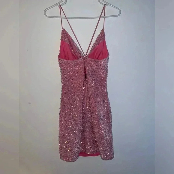 Pink Sequin Mini Dress - Picture 2 of 3